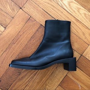 Zara Square Toe Black Ankle Boots 37